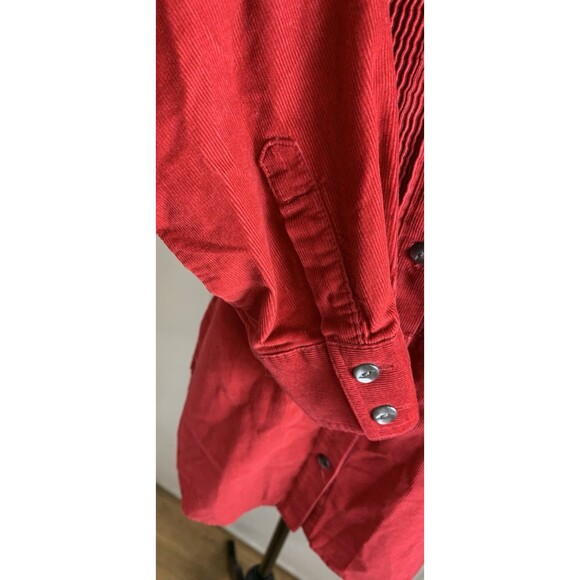 J Jill Womens Blouse Top Sz XS Red Corduroy Button Up Long Slv Shirt w/Pintucks - Picture 4 of 10